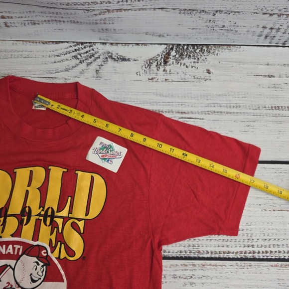 Vintage Cincinnati Reds T-Shirt Mens Large 1990s‎ World Series Single Stitch Red - Picture 10 of 11